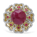 14K Yellow Gold Plated 5.56 Carat Genuine Pink Sapphire, Ruby & White Diamond .925 Sterling Silver Ring-3