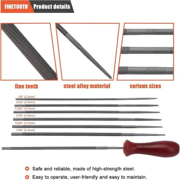 12-Pack Chainsaw Sharpening Kit W 5/32 3/16 7/32 1/8 11/64 13/64 inch Round Files Depth & Quick Check Gauge File Guide 6 Inch Flat File for Stihl