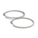 14k White Gold Slim Two Sided Diamond Hoop Earrings (1 1/2 cttw)-3