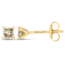 0.31 Carat Genuine Champagne Diamond 14K Yellow Gold Earrings (I1-I2)-2
