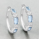 2.66 Carat Genuine Blue Topaz and White Topaz .925 Sterling Silver Earrings-2
