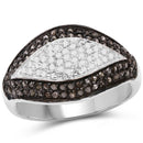 0.50 Carat Genuine Champagne Diamond and White Diamond .925 Sterling Silver Ring-1