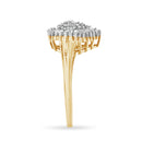 10K Yellow Gold 1/2 Cttw Round & Baguette Cut Diamond Pear Shaped Domed PavÃ© Cluster with Halo Cocktail Ring (J-K Color, I1-I2 Clarity) - Size 4-1/4-5