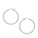 14k White Gold Polished Hoop Earrings (30 mm)-1