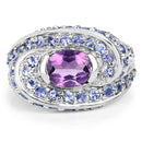 2.76 Carat Genuine Amethyst and Tanzanite .925 Sterling Silver Ring-4