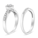 .925 Sterling Silver 1/3 Cttw Diamond Halo and Pave Shank Engagement Ring Set (I-J Color, I3 Clarity) - Ring Size 7-3