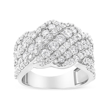 10K White Gold 3.00 Cttw Diamond Multi Row Cluster Band Ring (I-J Color, I3 Clarity) - Size 7 - 0