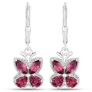 2.52 Carat Genuine Rhodolite Garnet .925 Sterling Silver Earrings-1