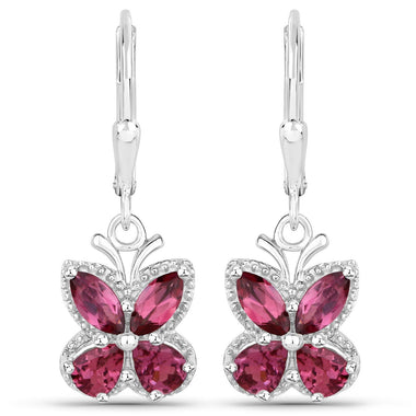 2.52 Carat Genuine Rhodolite Garnet .925 Sterling Silver Earrings
