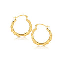 10k Yellow Gold Branch Motif Hoop Earrings-1