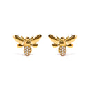 10K Yellow Gold Diamond Accented Bumble Bee Stud Earring (H-I Color, I1-I2 Clarity)-1