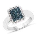 0.52 Carat Genuine Blue Diamond and White Diamond .925 Sterling Silver Ring-1