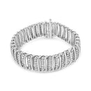 .925 Sterling Silver 8 1/2 Cttw Diamond 7 Row Chevron "S" Curved Link Tennis Bracelet (I-J color, I1-I2 clarity) - 7.25"-4