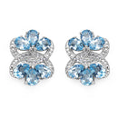 10.26 Carat Genuine Blue Topaz & White Topaz .925 Sterling Silver Earrings-1