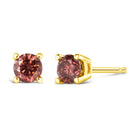 14K Yellow Gold 1.00 Cttw Round Brilliant Cut Lab Grown Pink Diamond 4-Prong Classic Solitaire Earrings (Pink Color, VVS2-VS1 Clarity)-1