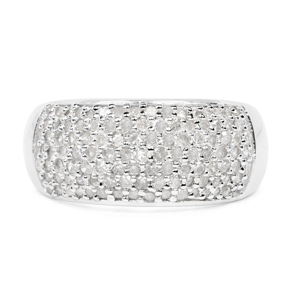 0.96 Carat Genuine White Diamond .925 Sterling Silver Ring