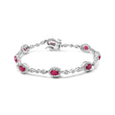 10K White Gold 4.5mm x 3mm Oval Ruby and Diamond Link Bracelet (H-I Color, SI1-SI2 Clarity)  - Size 7"-1