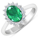1.87 Carat Genuine Zambian Emerald  and White Diamond 14K White Gold Ring-1