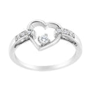 14K White Gold 1/8 Cttw Channel Set Round-Cut Diamond Heart Ring (H-I Color, SI2-I1 Clarity)-2