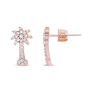10K Rose Gold 1/4 Cttw Diamond Palm Tree Push Back Stud Earrings (H-I Color, I1-I2 Clarity)-7