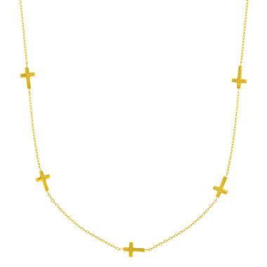 14k Yellow Gold Chain Necklace with Cross Stations