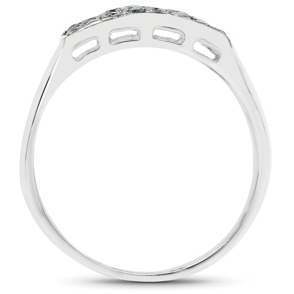 0.48 Carat Genuine Blue Diamond .925 Sterling Silver Ring