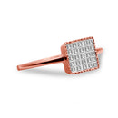 10K Rose Gold 1/3 Cttw Invisible Set Princess Cut Diamond Composite Square Shape Ring for Women (H-I color, I1-I2 clarity) - Size 7-3