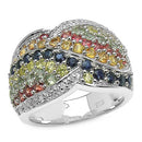 3.07 Carat Genuine Multi Sapphire .925 Sterling Silver Ring-1