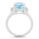 4.28 Carat Genuine Blue Topaz and White Topaz .925 Sterling Silver Ring-2