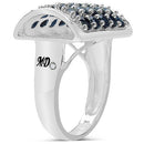 3.51 Carat Genuine Blue Sapphire & White Diamond .925 Sterling Silver Ring-2