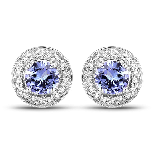 3.22 Carat Genuine Tanzanite & White Topaz .925 Sterling Silver Ring