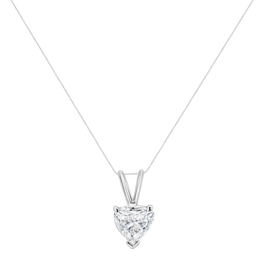 14K White Gold 3/8 Cttw Heart-Shaped Diamond Classic Solitaire 18" Pendant Necklace (H-I Color, VS2-SI1 Clarity) - 0