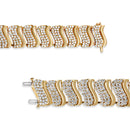 14K Yellow Gold 15.0 Cttw Diamond Chevron Wave 7.25" Inch Link Bracelet (J-K Color, I1-I2 Clarity)-6