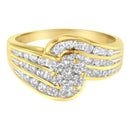 14K Yellow Gold Diamond Cocktail Bypass Ring (1 1/2 Cttw, H-I Color, SI2-I1 Clarity) - Size 7-1