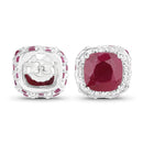 6.12 Carat Dyed Ruby, Ruby and White Topaz .925 Sterling Silver Earrings-3