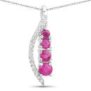 0.43 Carat Genuine Ruby and White Diamond 14K White Gold Pendant-1