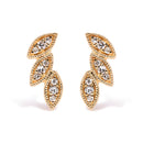 10K Yellow Gold 1/10 Cttw Diamond Triple Leaf Stud Earring (H-I Color, I1-I2 Clarity)-4
