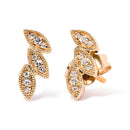 10K Yellow Gold 1/10 Cttw Diamond Triple Leaf Stud Earring (H-I Color, I1-I2 Clarity)-5
