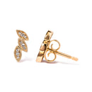 10K Yellow Gold 1/10 Cttw Diamond Triple Leaf Stud Earring (H-I Color, I1-I2 Clarity)-6