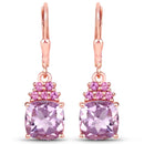 4.90 Carat Genuine Pink Amethyst and Rhodolite .925 Sterling Silver Earrings-1