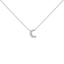 10K White Gold Diamond Accented Crescent Moon Shaped 18" Inch Pendant Necklace (H-I Color, I1-I2 Clarity)-4