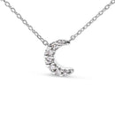 10K White Gold Diamond Accented Crescent Moon Shaped 18" Inch Pendant Necklace (H-I Color, I1-I2 Clarity)-5