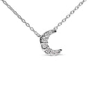 10K White Gold Diamond Accented Crescent Moon Shaped 18" Inch Pendant Necklace (H-I Color, I1-I2 Clarity)-6