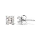 10K White Gold 1/7 Cttw Round and Baguette Diamond Mosaic Square Stud Earrings (H-I Color, I1-I2 Clarity)-6