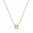 10K Yellow Gold 1/10 Cttw Round and Baguette Diamond Mosaic Composite Square 18" Inch Pendant Necklace (H-I Color, I1-I2 Clarity)-4