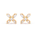 10K Yellow Gold 1/10 Cttw Round and Baguette Diamond Criss Cross X Stud Earring (H-I Color, I1-I2 Clarity)-4