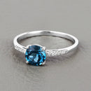 1.05 Carat Genuine London Blue Topaz and White Diamond 14K White Gold Ring-4