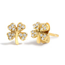 10K Yellow Gold Diamond Accent 4 Leaf Clover Stud Earrings-2