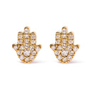 10K Yellow Gold Diamond Accented Hamsa Stud Earrings (H-I Color, I1-I2 Clarity)-4