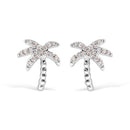 10K White Gold 1/10 Cttw Diamond  Encrusted Palm Tree Stud Earrings (H-I Color, I1-I2 Clarity)-4